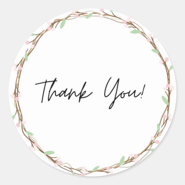 Pegatina Redonda Gracias por el tema de las flores pegatinas (Anverso)