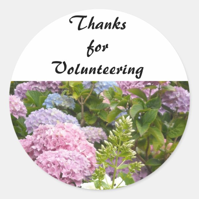 Pegatina Redonda Gracias por el voluntariado (Anverso)