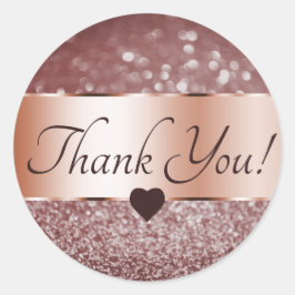 Pegatina Redonda Gracias por elegantes estrellas Rosa de oro borgoñ