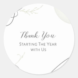 Pegatina Redonda Gracias por Empezar el Año con Nosotros
