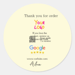 Pegatina Redonda Gracias por escanear el código QR de reseñas de Go