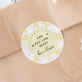 Pegatina Redonda Gracias por estar aquí abejorros