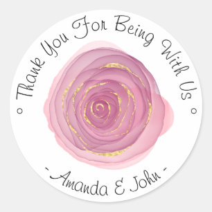 Pegatina Redonda Gracias Por Estar Con El Nombre De Nosotros Rosa B