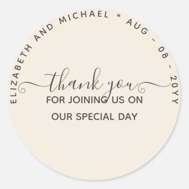 Pegatina Redonda Gracias Por Favor Del Monocromo (Anverso)