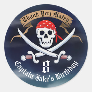 Pegatina Redonda Gracias Por Favor Jolly Roger Pirate