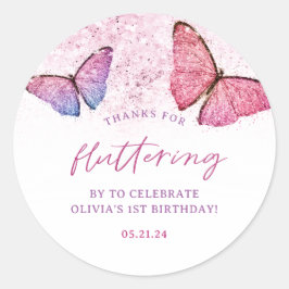 Pegatina Redonda Gracias Por Fluir Por Mariposa Gracias.