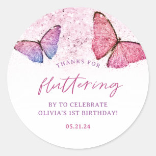 Pegatina Redonda Gracias Por Fluir Por Mariposa Gracias.