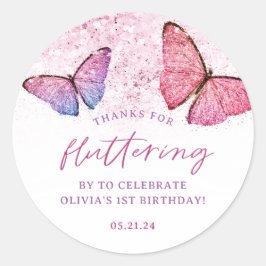 Pegatina Redonda Gracias Por Haber Fluido Por Mariposa Gracias Por 