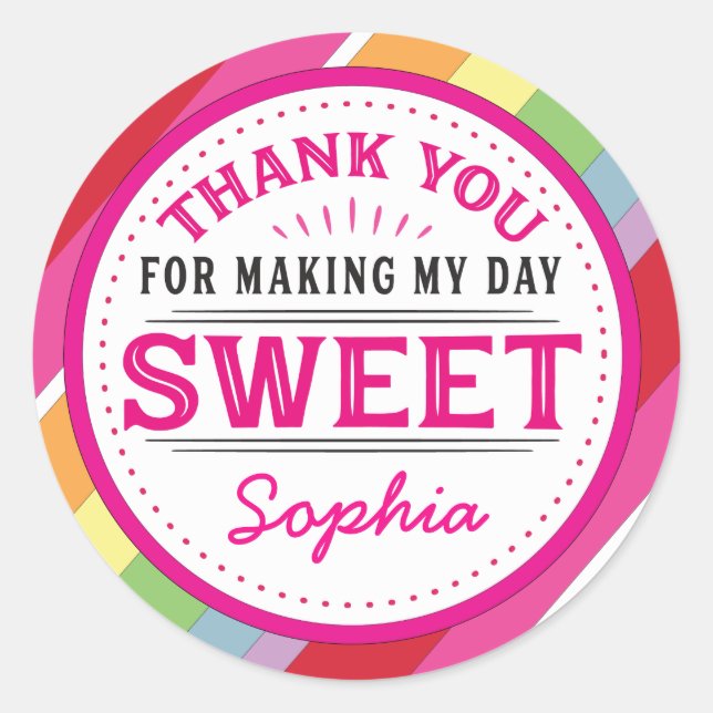 Pegatina Redonda Gracias por hacer mi día Sweet Label (Anverso)