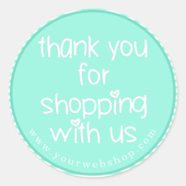 Pegatina Redonda Gracias por ir de compras - Verde azulado negocio