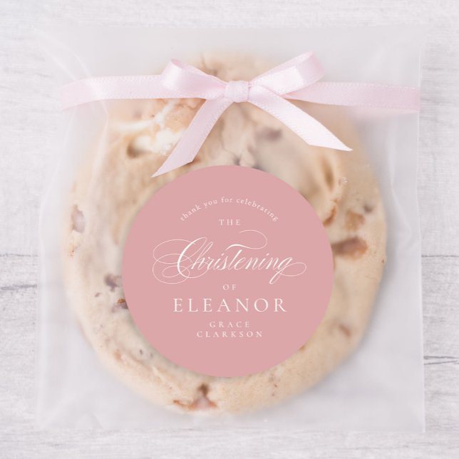 Pegatina Redonda Gracias por la caligrafía rosa elegante (Subido por el creador)