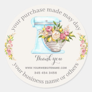 Pegatina Redonda Gracias por la compra, pequeñas panaderías.