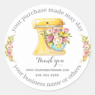 Pegatina Redonda Gracias por la compra, pequeñas panaderías.