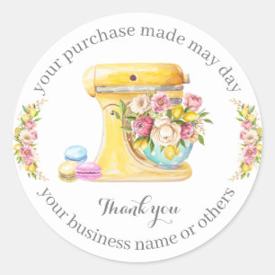 Pegatina Redonda Gracias por la compra, pequeñas panaderías.