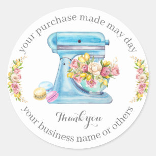 Pegatina Redonda Gracias por la compra, pequeñas panaderías.