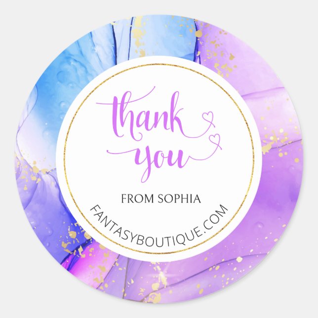 Pegatina Redonda Gracias por la dirección URL del nombre personaliz (Anverso)