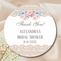 Gracias Por La Ducha Bridal De Lace Azul Rosa Flor
