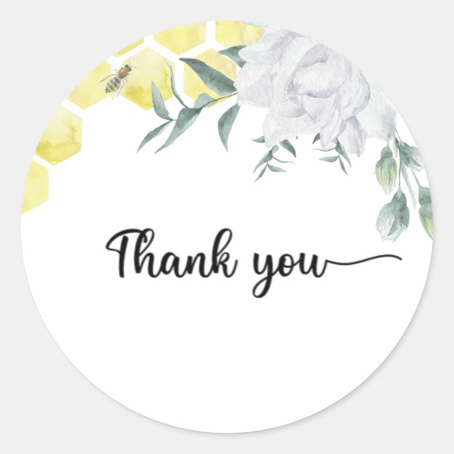 Pegatina Redonda Gracias por la ducha de bebé (Anverso)