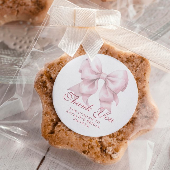 Pegatina Redonda Gracias por la ducha de novias rosada personalizad (Subido por el creador)