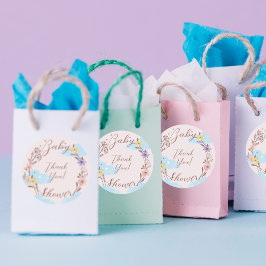 Pegatina Redonda Gracias por la flor wreath Cloud & Stars