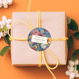 Pegatina Redonda Gracias por la Jubilación Floral Vintage en Bloom 