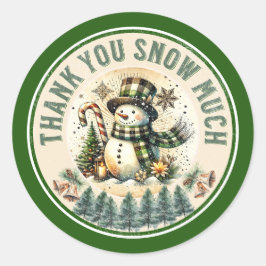 Pegatina Redonda Gracias Por La Nieve Mucho