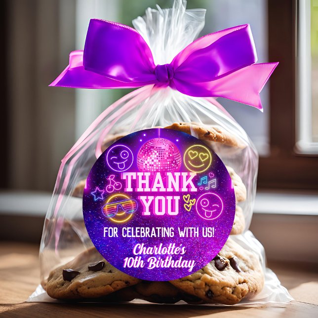 Pegatina Redonda Gracias por la sonrisa suave retro suave de neón m (Subido por el creador)