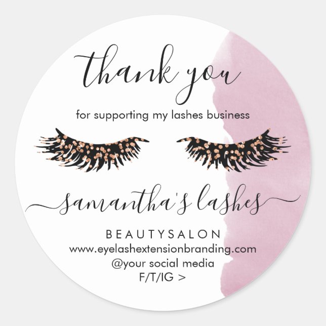 Pegatina Redonda Gracias por latigazos con Purpurina Touch Makeup A (Anverso)