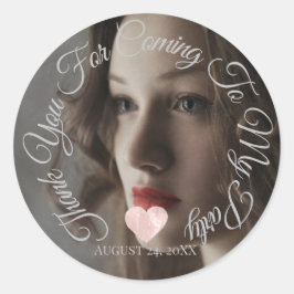 Pegatina Redonda Gracias Por Llegar Fiesta Date Photo Heart