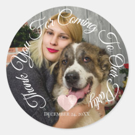 Pegatina Redonda Gracias Por Llegar Fiesta Date Photo Heart