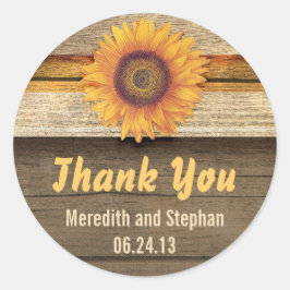 Pegatina Redonda gracias por los stickers de boda de girasol