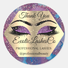 Pegatina Redonda Gracias por maquillarte Ojos Artistas Azul Púrpura