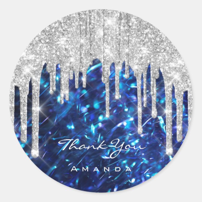 Pegatina Redonda Gracias por nombrar 16ª Marina Bridal SilverGlitte (Anverso)