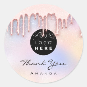 Pegatina Redonda Gracias por nombrar artista HolographGlitter Logo