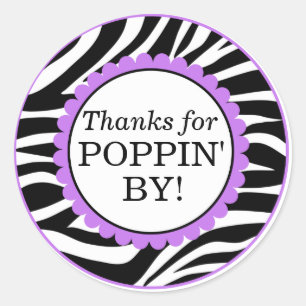 Pegatina Redonda Gracias por Poppin cerca, estampado de zebra Baby