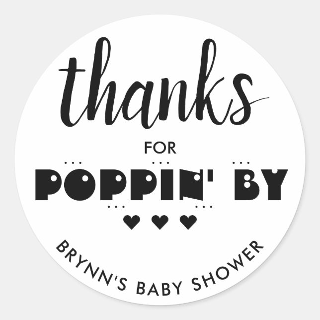 Pegatina Redonda Gracias por Poppin' Por Baby Shower Popcorn (Anverso)