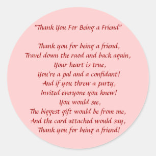 Pegatina Redonda Gracias Por Ser Mi Amigo - Pegatinas