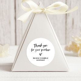 Pegatina Redonda Gracias por su compra | Casual Script Heart