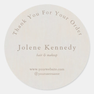 Pegatina Redonda Gracias por su pedido Texturizado Neutral mínimo