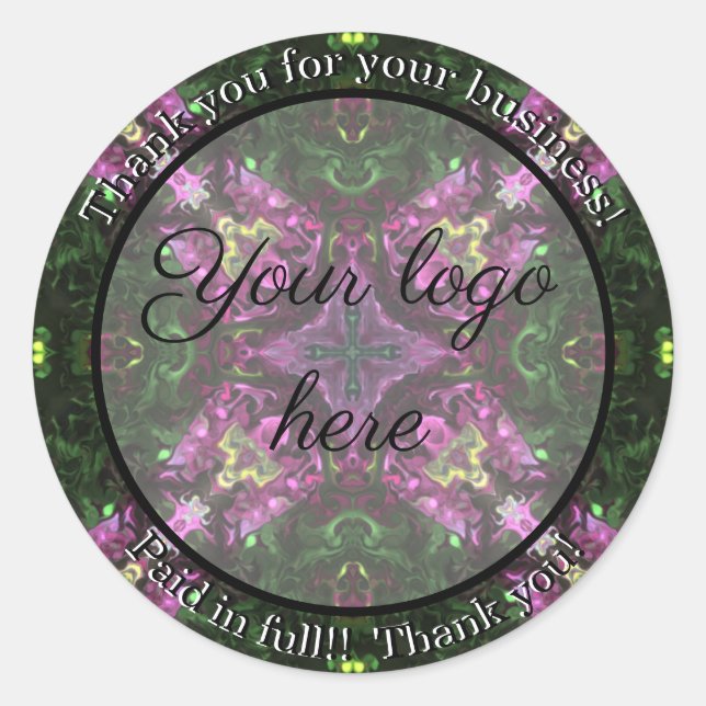 Pegatina Redonda Gracias por sus pegatinas de negocios (Anverso)