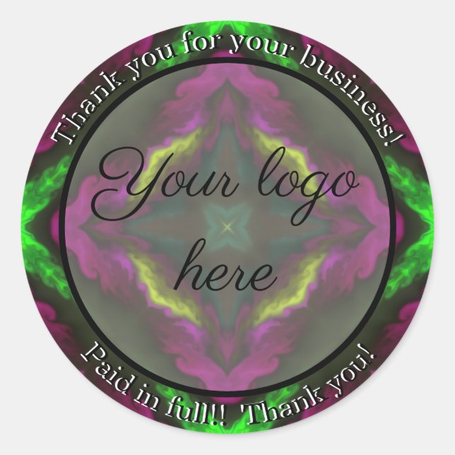 Pegatina Redonda Gracias por sus pegatinas de negocios (Anverso)