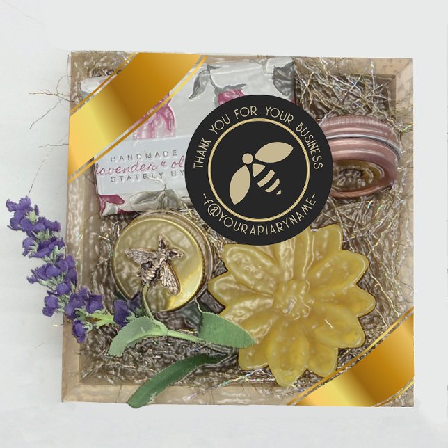 Pegatina Redonda Gracias por tu abeja dorada apiary (Subido por el creador)