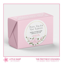 Pegatina Redonda Gracias por tu acuarela floral comercial