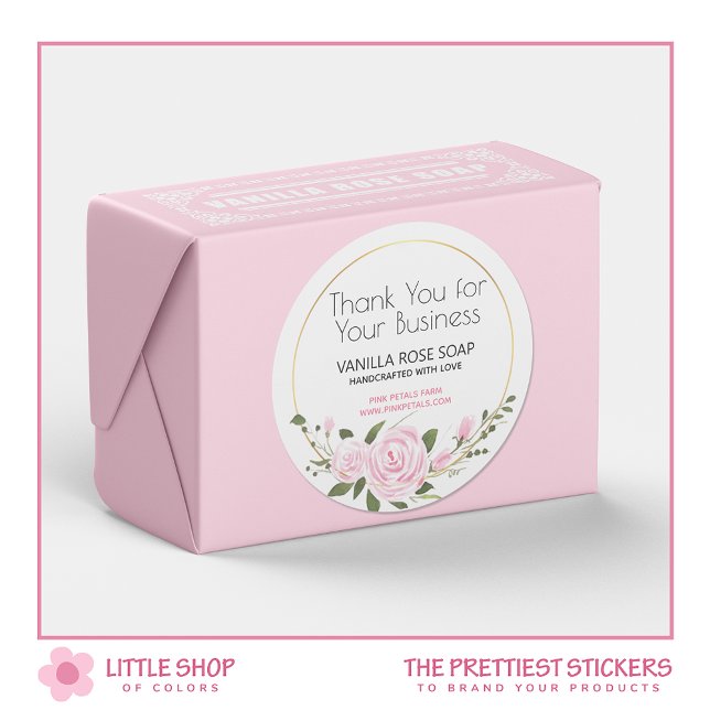 Pegatina Redonda Gracias por tu acuarela floral comercial (Subido por el creador)