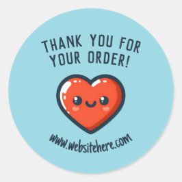 Pegatina Redonda Gracias por tu Compra Corazón Kawaii