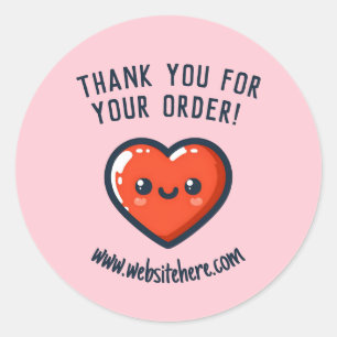 Pegatina Redonda Gracias por tu Compra Corazón Kawaii