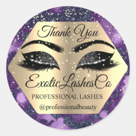 Pegatina Redonda Gracias por tu compra de ojivas púrpuras