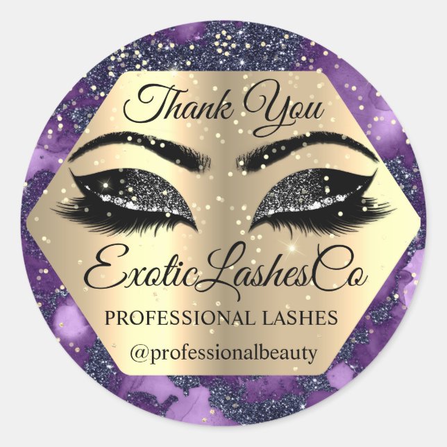 Pegatina Redonda Gracias por tu compra de ojivas púrpuras (Anverso)