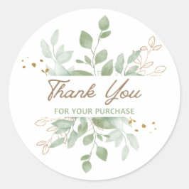 Pegatina Redonda Gracias por tu compra Eucalyptus Gold