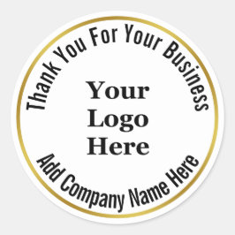 Pegatina Redonda Gracias Por Tu Logotipo De Negocio Oro Blanco Negr
